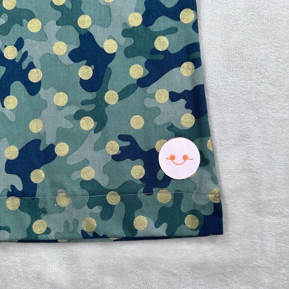 Smiling Button Girls Size 10 Green Camo Gold Polka Dot Tunic Dress New - Picture 3 of 8